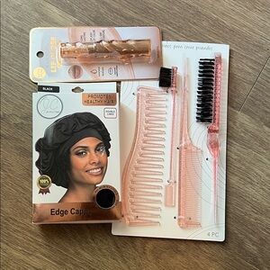 Black Edge Cap and Pink Hair Tool Set